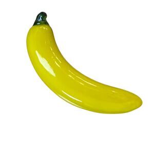 Vintage 1980s Murano Hand Blown Glass Banana Fruit Decor 7"